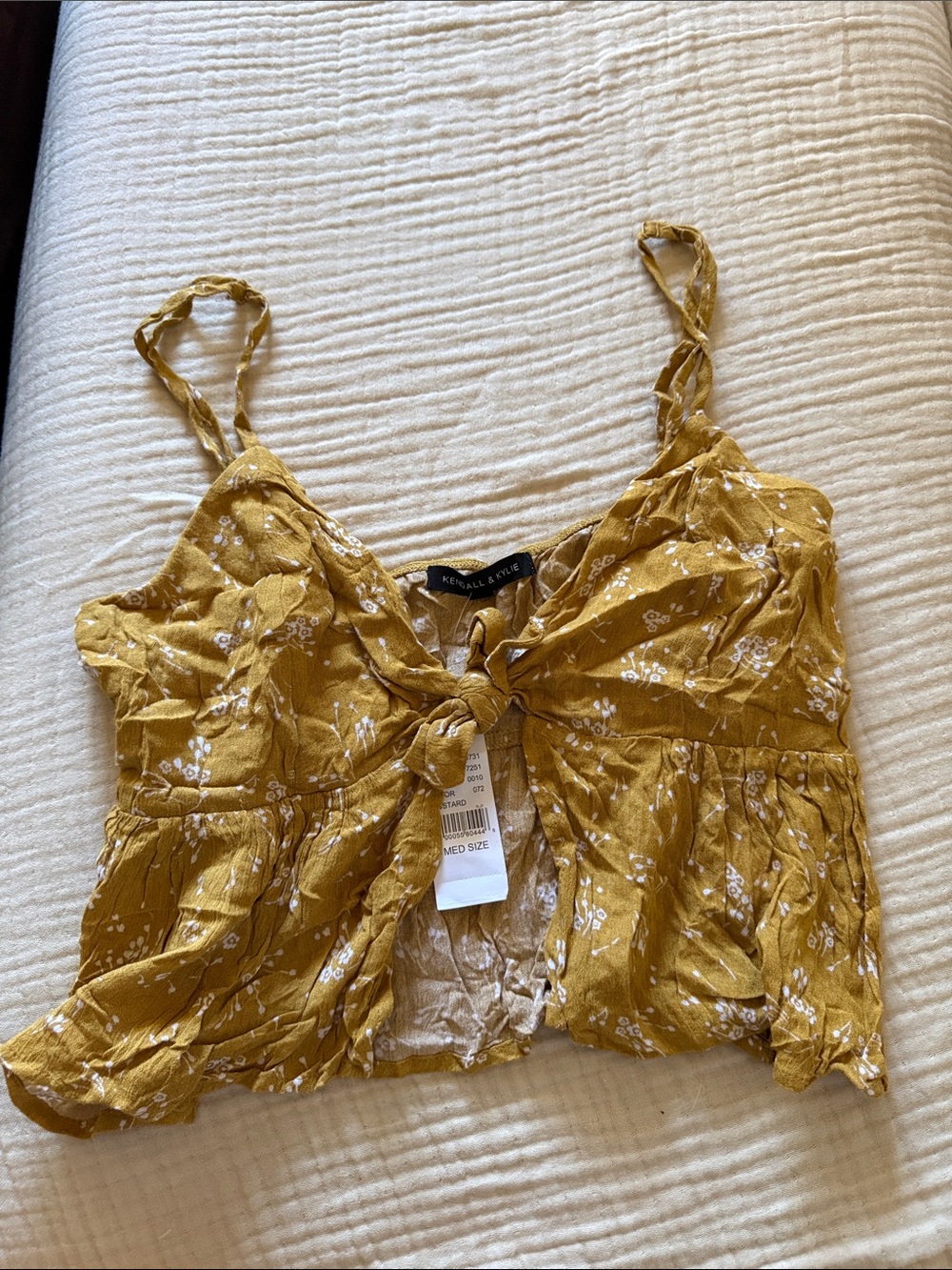 Kendall & Kylie  Mustard Floral Tie-Front Camisole